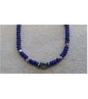Lapis Rondelles and faceted sliver bead necklace